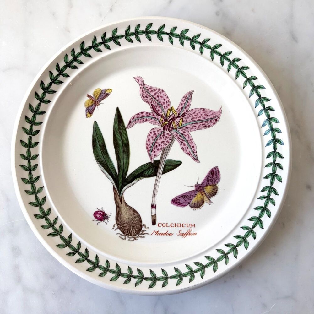 Vintage Portmeirion Botanic Garden Colchicum Meadow Saffron Bread Plate 7.25"